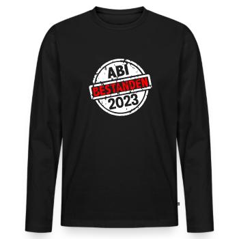 Abitur 2023 - Bestanden - Abi 23 - Abschluss - Männer Premium Bio Langarmshirt - Schwarz - Vorne - Nico (187cm)