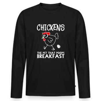 Chicken Breakfast - Hühner Frühstück Eier Geschenk - Männer Premium Bio Langarmshirt - Schwarz - Vorne - Nico (187cm)