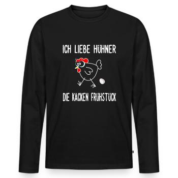 Eier - Ich liebe Hühner die kacken Frühstück - Männer Premium Bio Langarmshirt - Schwarz - Vorne - Nico (187cm)
