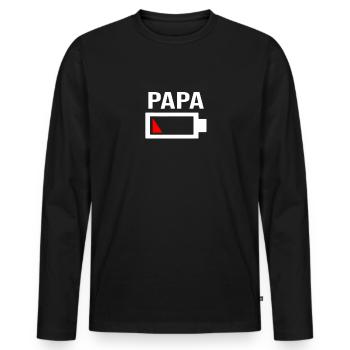 Papa ist müde & der Akku ist leer - Männer Premium Bio Langarmshirt - Schwarz - Vorne - Nico (187cm)