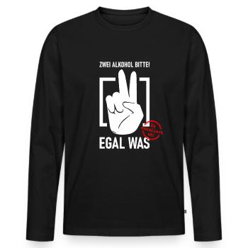 Zwei Alkohol bitte! Egal was - Saufen Bier Party - Männer Premium Bio Langarmshirt - Schwarz - Vorne - Nico (187cm)
