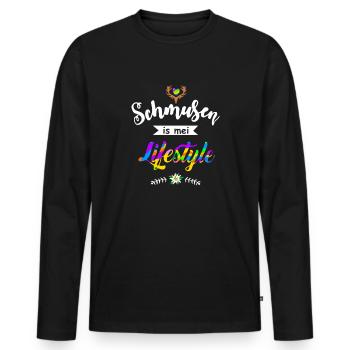 Schmusen is mei Lifestyle - Flirten Küssen Kiss me - Männer Premium Bio Langarmshirt - Schwarz - Vorne - Nico (187cm)