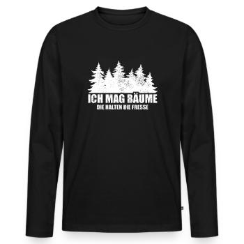 Ich Mag Bäume Die Halten Die Fresse - Waldliebe - Männer Premium Bio Langarmshirt - Schwarz - Vorne - Nico (187cm)