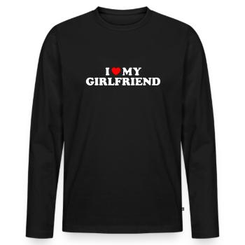 I Love My Girlfriend - Ich Liebe Meine Freundin - Men's Premium Organic Long Sleeve Shirt - black - Front - Nico (187cm)