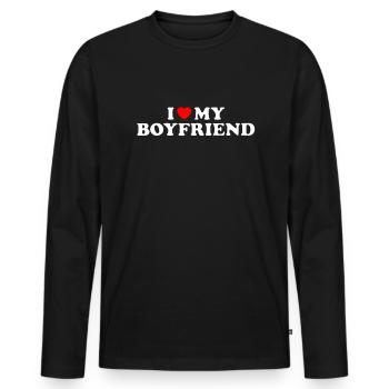 I Love My Boyfriend - Ich Liebe Meinen Freund - Men's Premium Organic Long Sleeve Shirt - black - Front - Nico (187cm)