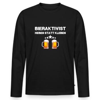 BIERAKTIVIST - Heben statt kleben - Bierliebhaber - Männer Premium Bio Langarmshirt - Schwarz - Vorne - Nico (187cm)