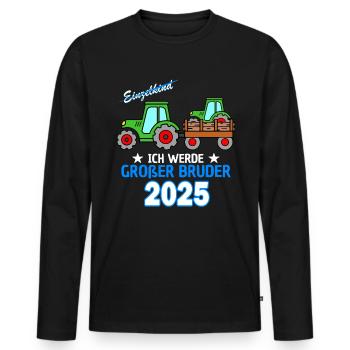 Ich Werde Großer Bruder 2025 - Geburt Sohn Traktor - Männer Premium Bio Langarmshirt - Schwarz - Vorne - Nico (187cm)
