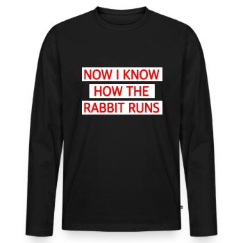 Now I know how the rabbit runs - Denglich - Men's Premium Organic Long Sleeve Shirt - black - Front - Nico (187cm)
