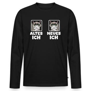 Grummeliger Kater Mürrische Katze - Männer Premium Bio Langarmshirt - Schwarz - Vorne - Nico (187cm)