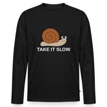 Escargot lent - T-shirt manches longues Premium bio Homme - noir - Devant - Nico (187cm)