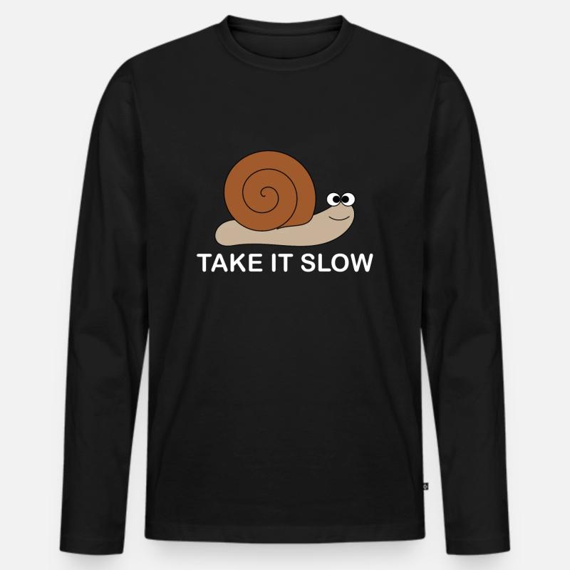 Langsame Schnecke - Männer Premium Bio Langarmshirt - Schwarz