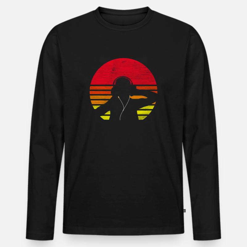 DJ Deejay Djing Retro - Männer Premium Bio Langarmshirt - Schwarz