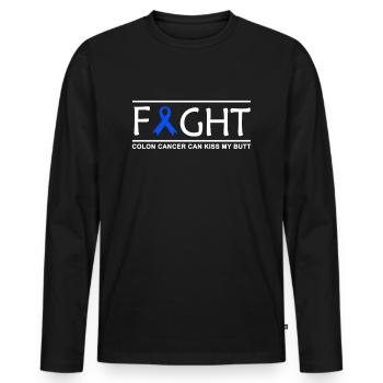 Darmkrebs Kämpfer - Männer Premium Bio Langarmshirt - Schwarz - Vorne - Nico (187cm)