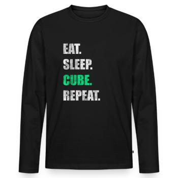 Eat Sleep Cube Repeat - Männer Premium Bio Langarmshirt - Schwarz - Vorne - Nico (187cm)