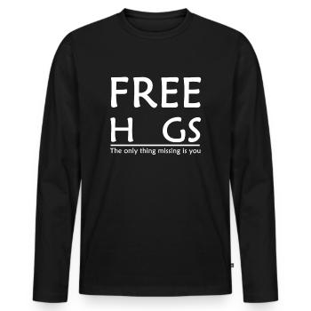 Free Hugs - T-shirt manches longues Premium bio Homme - noir - Devant - Nico (187cm)