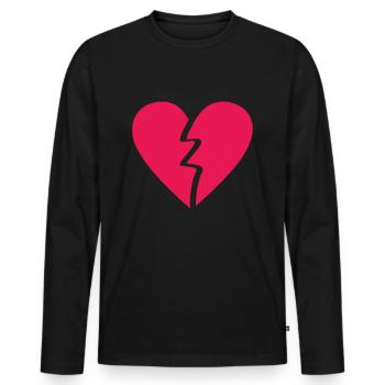Cœur brisé - T-shirt manches longues Premium bio Homme - noir - Devant - Nico (187cm)