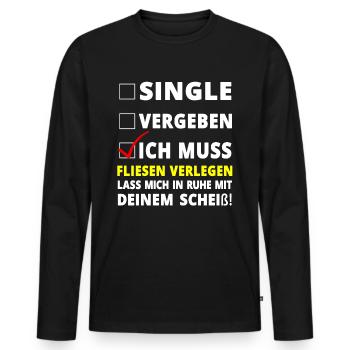 Fliesenleger Spruch Geschenk - Männer Premium Bio Langarmshirt - Schwarz - Vorne - Nico (187cm)
