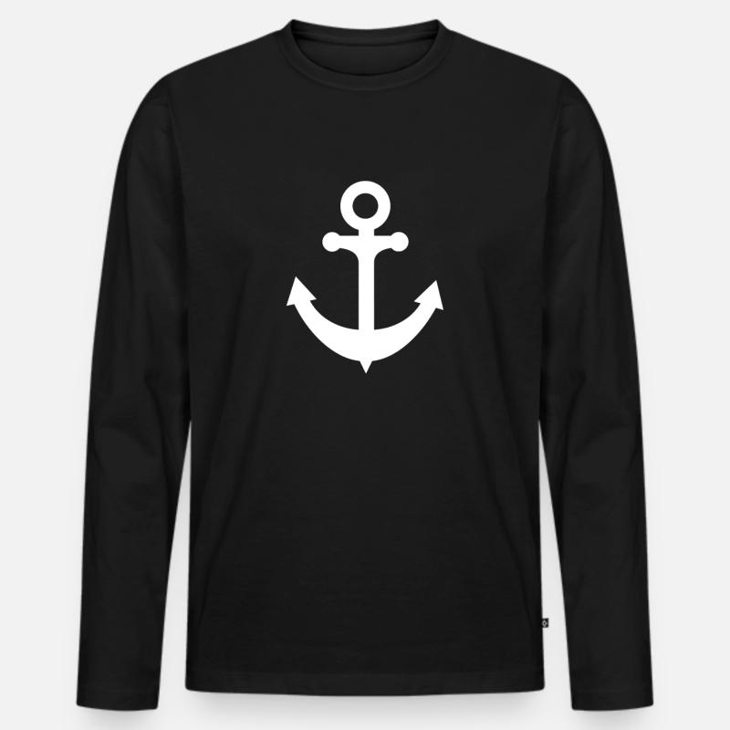 Anker - Männer Premium Bio Langarmshirt - Schwarz