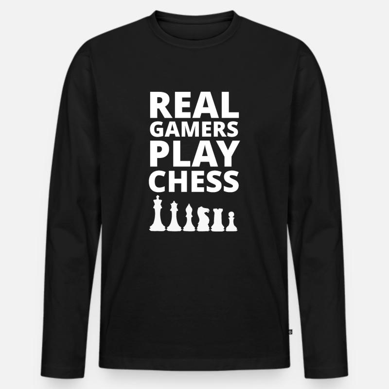 Schach Schachspieler Schachprofi Geschenk - Männer Premium Bio Langarmshirt - Schwarz