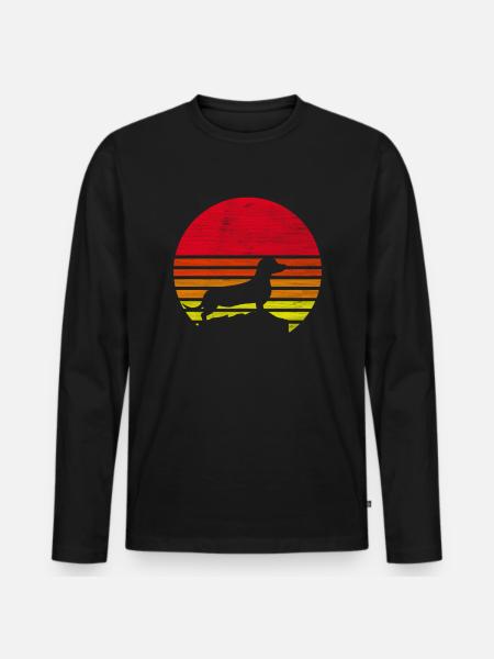Cadeau rétro teckel - T-shirt manches longues Premium bio Homme - noir