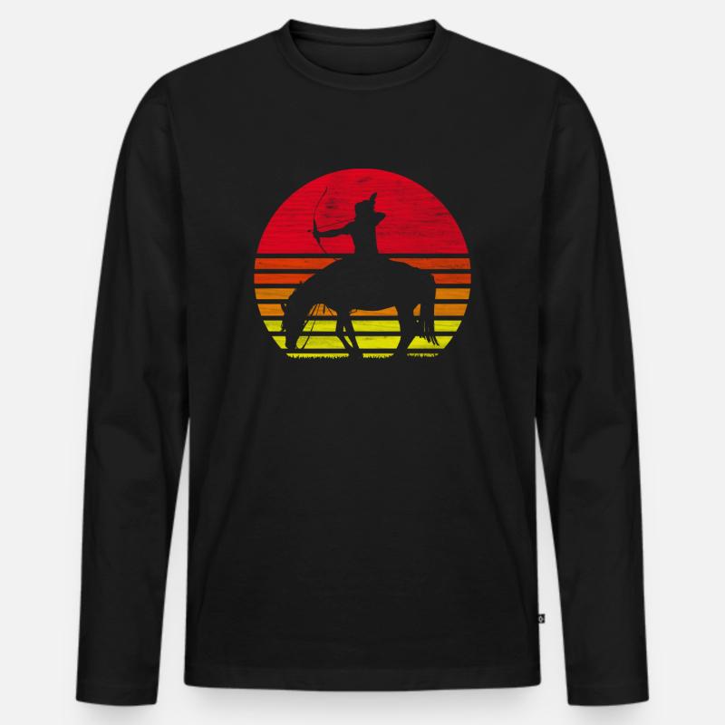 Retro Indianer Ureinwohner Geschenk - Männer Premium Bio Langarmshirt - Schwarz