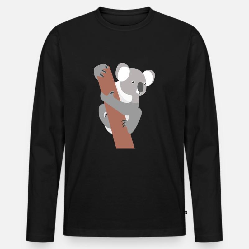 Koala - Männer Premium Bio Langarmshirt - Schwarz