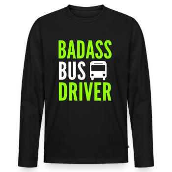 Chauffeur bus chauffeur bus chauffeur bus cadeau chauffeur - T-shirt manches longues Premium bio Homme - noir - Devant - Nico (187cm)