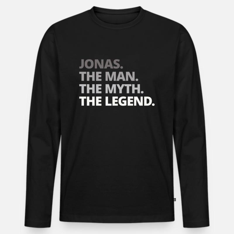Jonas Name Spruch Geschenk - Männer Premium Bio Langarmshirt - Schwarz