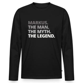 Nom de Markus disant cadeau - T-shirt manches longues Premium bio Homme - noir - Devant - Nico (187cm)