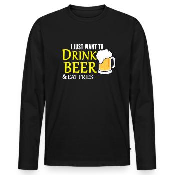Beer and fries - Men's Premium Organic Long Sleeve Shirt - black - Front - Nico (187cm)