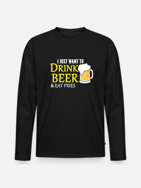 Beer and fries - Men's Premium Organic Long Sleeve Shirt - black