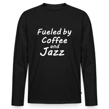 Café et Jazz Cadeaux - T-shirt manches longues Premium bio Homme - noir - Devant - Nico (187cm)