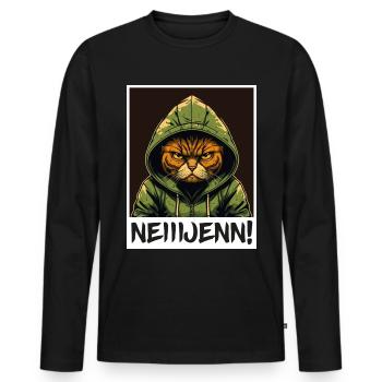 Nein! Katze Büro Morgenmuffel Sarkasmus Kollege - Männer Premium Bio Langarmshirt - Schwarz - Vorne - Nico (187cm)