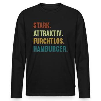 Stark Attraktiv Furchtlos Hamburger Hamburg Hanse - Männer Premium Bio Langarmshirt - Schwarz - Vorne - Nico (187cm)