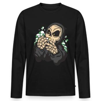 Cannabis Weed Grim Reaper Halloween Costume - Men's Premium Organic Long Sleeve Shirt - black - Front - Nico (187cm)
