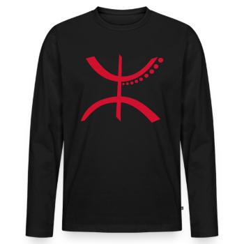 Je Suis Amazighe Berbère T-shirt Personnalisé - T-shirt manches longues Premium bio Homme - noir - Devant - Nico (187cm)