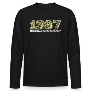 Cadeau d’anniversaire 1987 Vintage 1987 Army - T-shirt manches longues Premium bio Homme - noir - Devant - Nico (187cm)