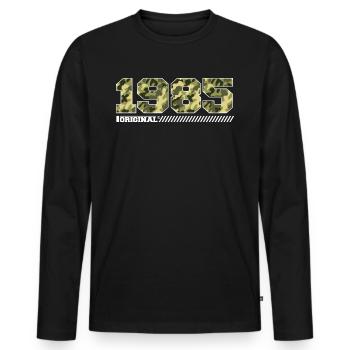 1985 Anniversary Gift Vintage 1985 Army - Men's Premium Organic Long Sleeve Shirt - black - Front - Nico (187cm)