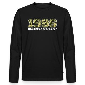 Cadeau d’anniversaire 1986 Vintage 1986 Army - T-shirt manches longues Premium bio Homme - noir - Devant - Nico (187cm)