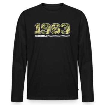Cadeau d’anniversaire 1963 Vintage 1963 Army - T-shirt manches longues Premium bio Homme - noir - Devant - Nico (187cm)
