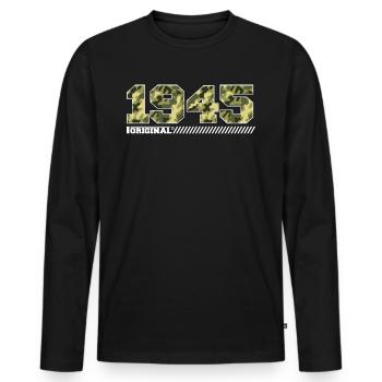 Cadeau d’anniversaire 1945 Vintage 1945 Armée - T-shirt manches longues Premium bio Homme - noir - Devant - Nico (187cm)