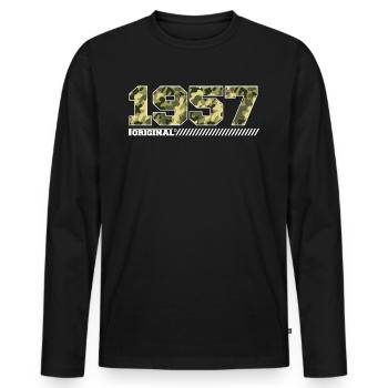Cadeau d’anniversaire 1957 Vintage 1957 Army - T-shirt manches longues Premium bio Homme - noir - Devant - Nico (187cm)