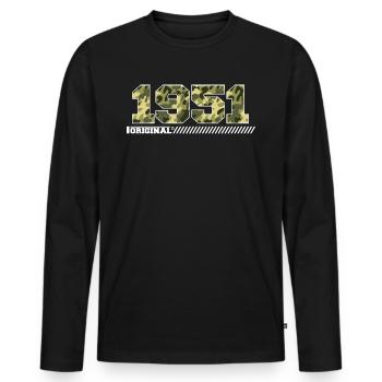 1951 Jubiläumsgeschenk Jahrgang 1951 Armee - Männer Premium Bio Langarmshirt - Schwarz - Vorne - Nico (187cm)