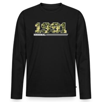 Cadeau d’anniversaire 1991 Vintage 1991 Army - T-shirt manches longues Premium bio Homme - noir - Devant - Nico (187cm)