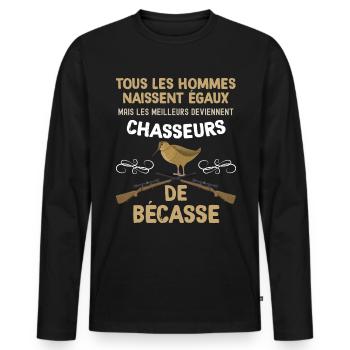 Chasseurs de bécasse cadeau homme bécassier - T-shirt manches longues Premium bio Homme - noir - Devant - Nico (187cm)