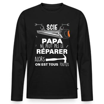 Papa le meilleur réparateur du monde. Humour brico - T-shirt manches longues Premium bio Homme - noir - Devant - Nico (187cm)