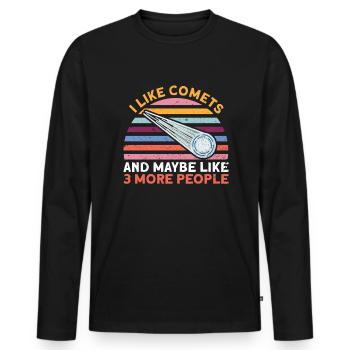 J’aime les comètes et peut-être comme 3 autres personnes - Comet - T-shirt manches longues Premium bio Homme - noir - Devant - Nico (187cm)