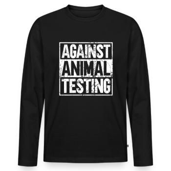 Gegen Tierversuche - Tierrechtsaktivist Tierheim - Männer Premium Bio Langarmshirt - Schwarz - Vorne - Nico (187cm)