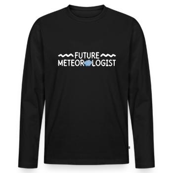 Météorologue Météo Climat Prévisions Météo - T-shirt manches longues Premium bio Homme - noir - Devant - Nico (187cm)