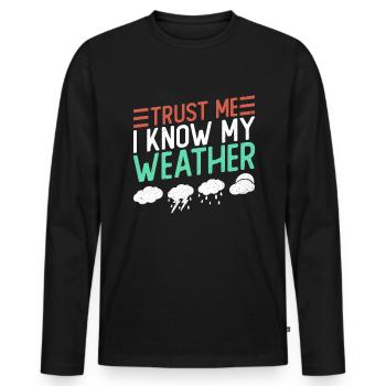 Météorologue Météo Climat Prévisions Météo - T-shirt manches longues Premium bio Homme - noir - Devant - Nico (187cm)
